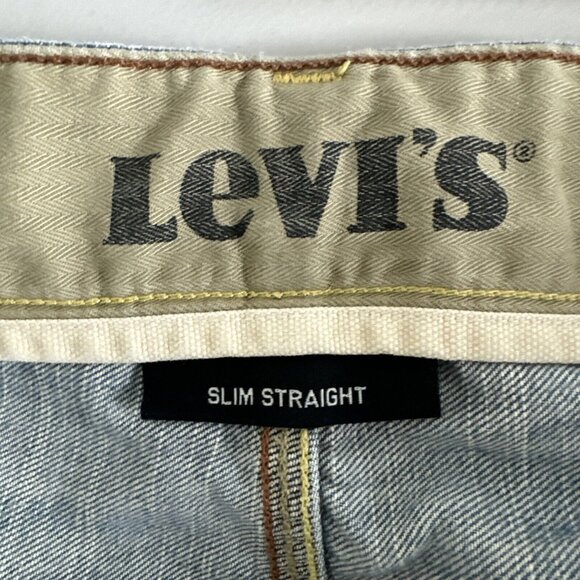 Vintage Levis Slim Straight Jeans Men 38x32 Y2k Flip Pocket Western Paint cowboy - Picture 11 of 16